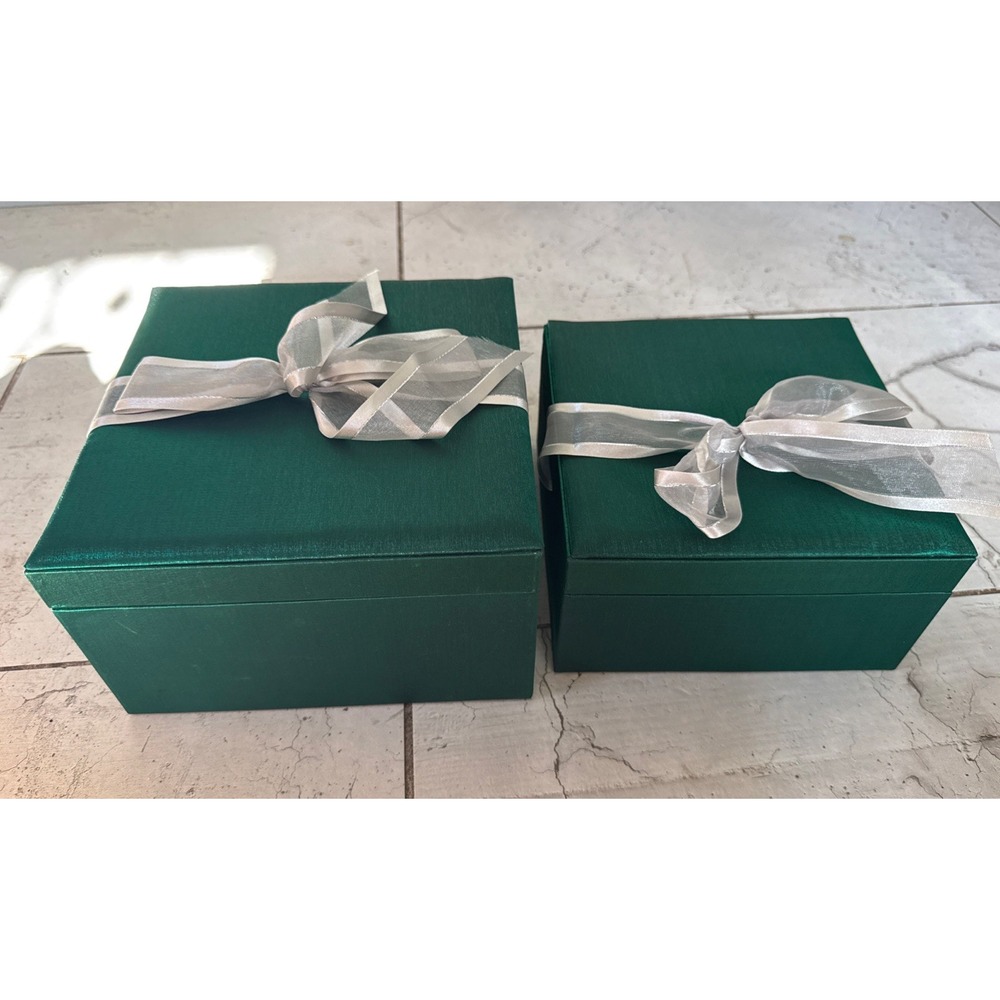 Vintage Marshall Field's Genuine Green SilkSatin GiftBoxes Med&Small (set of 2)